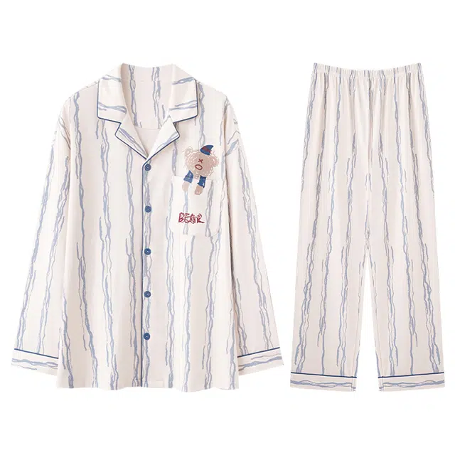 向薇 可爱休闲长袖长裤甜美卡通睡衣套装 女款 图片色