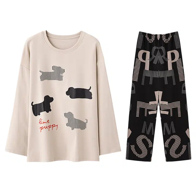 向薇 甜美可爱卡通休闲家居睡衣套装 女款 图片色