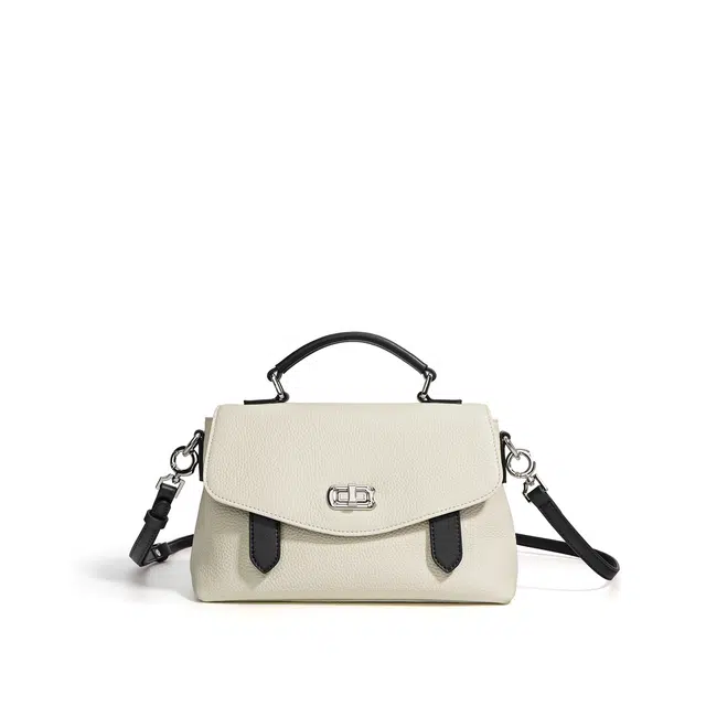 恒源祥 时尚百搭大气高级感拼色百搭复古通勤 头层牛皮 单肩手提包 女款 多色