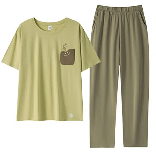 潞优野 薄款简约休闲风家居服透气凉感睡衣套装 女款