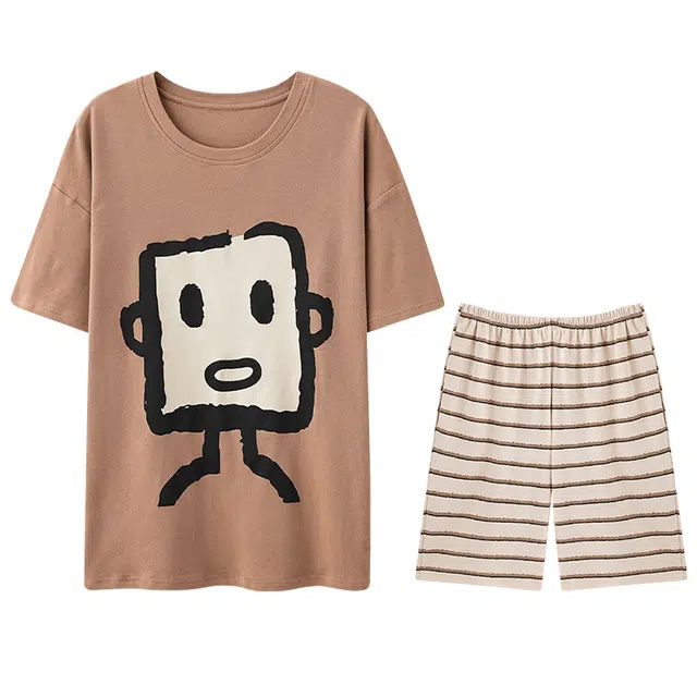 向薇 短袖青少年学生时尚家居服睡衣套装 男款 图片色