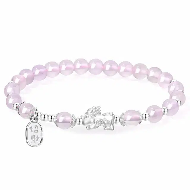 阿梵尼 招财貔貅宝宝 招财进宝 新中式国风简约#好运天然 粉水晶 手串 女款