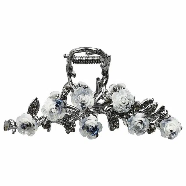 彤彤兔 金属大号抓夹气质黑发量多超大号鲨鱼夹一件代发山茶花 合金 发夹 女款