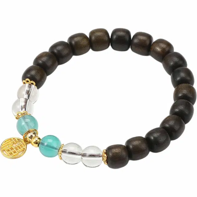 檀纳 新中式福牌招财转运八方来财单圈 基础款国潮文玩招财纳福手饰 檀木 手串 男女同款情侣款