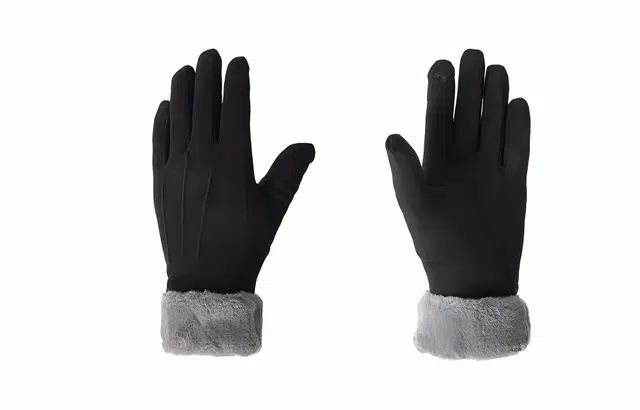 白卷 户外加绒触屏加厚保暖 开车骑行运动 绒线手套 女款