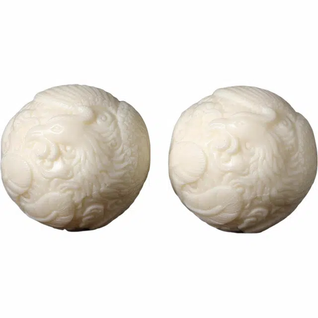 絮物 国潮新中式轻奢高级感凤鸣手球龙飞凤舞一飞冲天转运百搭文玩盘玩装饰品工艺品湘工雕刻手工精雕 象牙果 手把件 男女同款情侣款