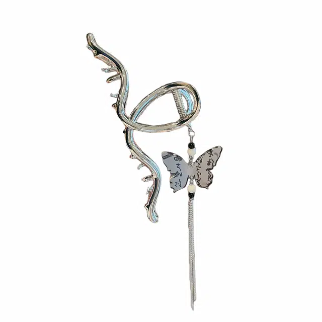 彤彤兔 国风蝴蝶流苏大新中式古风金属级感鲨鱼 合金 发夹 女款