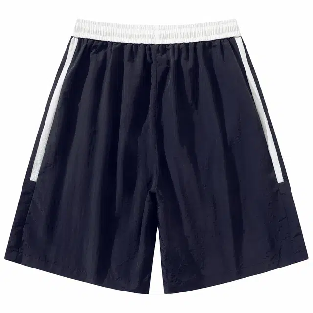 稻草人 美式复古条纹拼接撞色宽松休闲舒适透气速干百搭五分裤户外运动篮球系带松紧冰丝感休闲短裤 男女同款