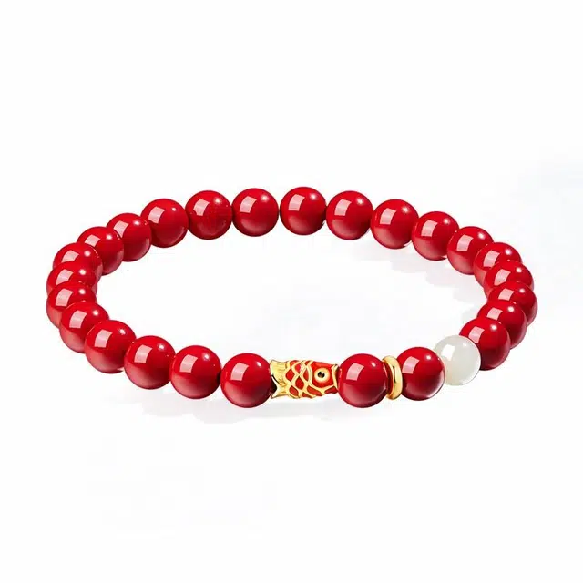 中国黄金 珍·尚银 朱事顺鲤 新中式国风 古典优雅 时尚大气 小众轻奢 简约百搭 日常不撞款 朱砂 手串 女款