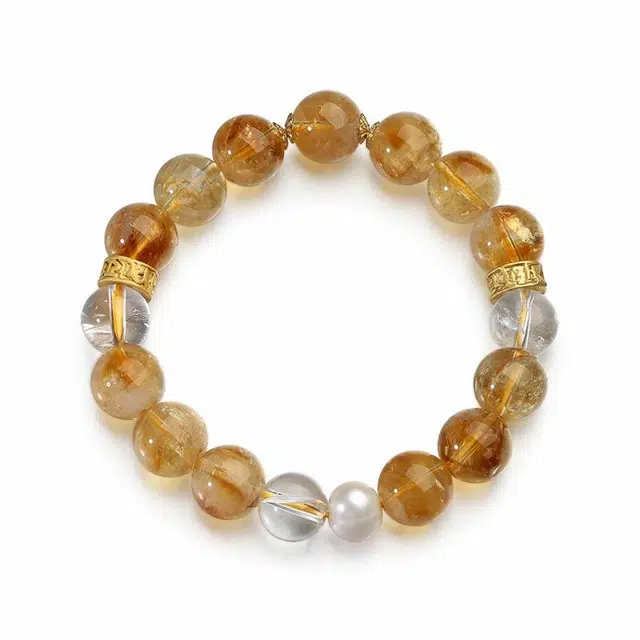 喜宝春花 招财财富诸事喜乐国风小众新中式复古新中式百搭福禄吉祥时尚百搭好运天然 黄水晶 手串 男女同款情侣款