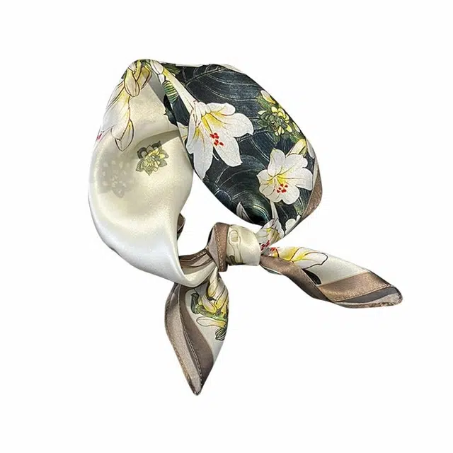 纳兰杜 百搭韩版时尚穿搭高级感气质精致 桑蚕丝 丝巾 女款 米白色