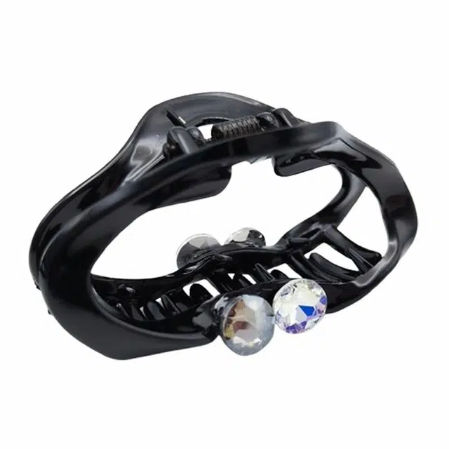 简应舒 椭圆发抓中号盘发抓夹后脑勺鲨鱼夹发饰 合金+仿钻 发夹 女款