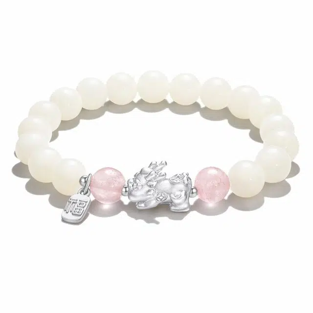 余笙情 【八方来财】萌宠招财貔貅吞金兽本命年转运珠新中式国风 好运 白玉菩提 手串 男女同款情侣款