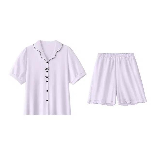 森马 家居服圆翻领撞色可外穿休闲舒适简约柔软睡衣套装 女款