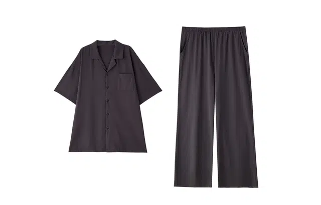 俏薇妮 简约柔软纯色高级感短袖长裤家居服舒适透气睡衣套装 男款 深灰色