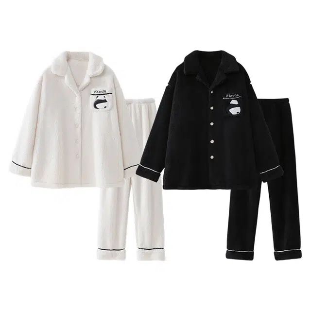 俏韵 卡通加厚保暖长袖长裤睡衣套装 男女同款