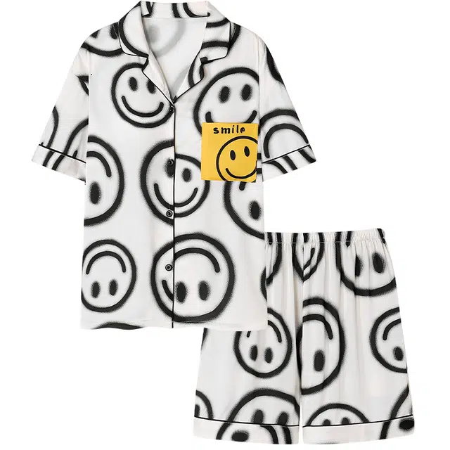 俏韵 时尚舒适短袖简约风可外穿家居服睡衣套装 女款 白色