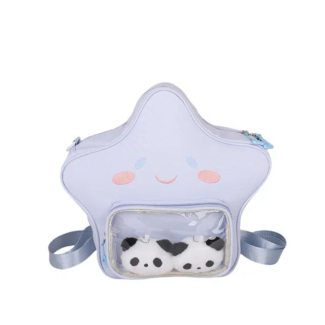 度森袋鼠 时尚百搭可爱星星 帆布 双肩包 女款 黑色/黄色/蓝色/粉色