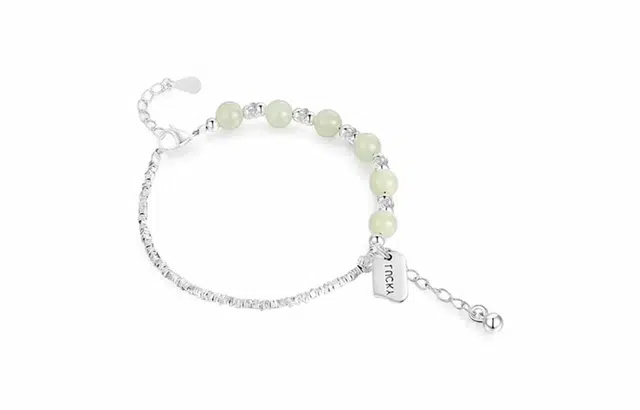 尚银福 幸运方牌 森系小清新 时尚优雅气质 轻奢高级感 国潮新中式小众创意设计 琉璃 手链 女款