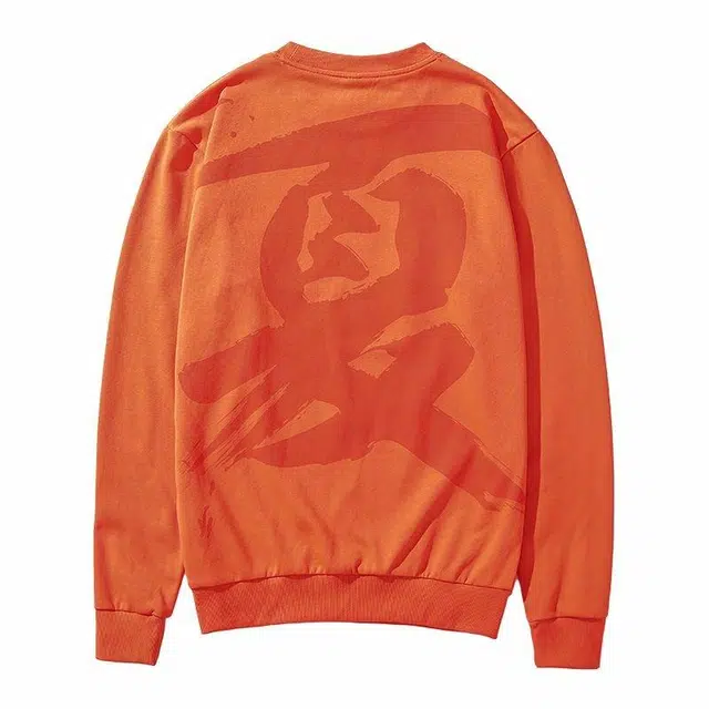 大白鲨 国潮华夏宽松大码青年潮流套头纯棉圆领卫衣 男款 橙色