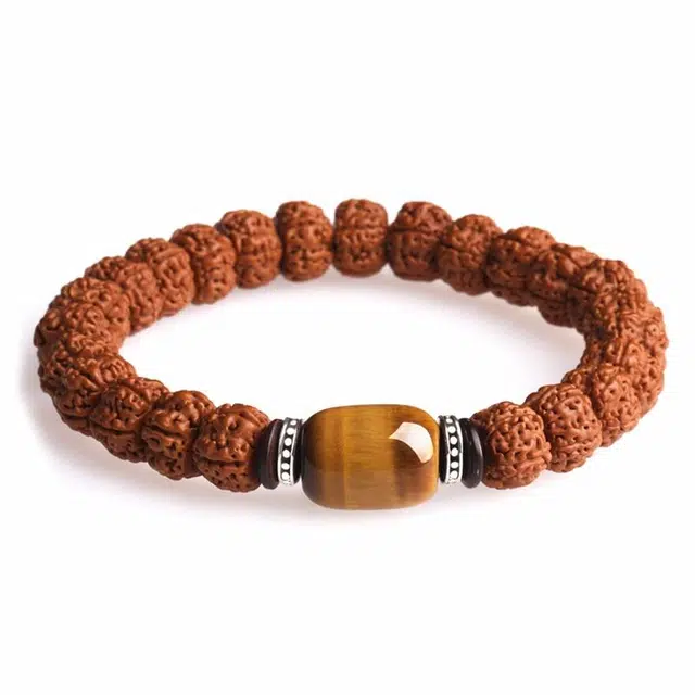 妍韵珠宝 国潮新中式佛珠文玩复古小众设计虎眼石#好运 金刚菩提 手串 男女同款情侣款