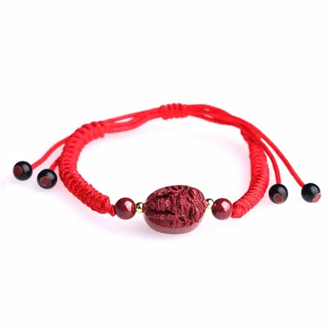 妍韵珠宝 高含量生肖鼠本命佛千手观音菩萨 国潮复古编织 再造辰砂朱砂 手链 男女同款情侣款