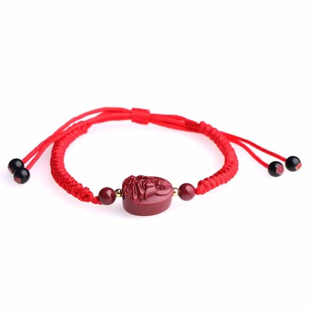 妍韵珠宝 高含量紫金砂猪狗生肖本命佛阿弥陀佛菩萨 国潮复古编织红绳 朱砂 手链 男女同款情侣款
