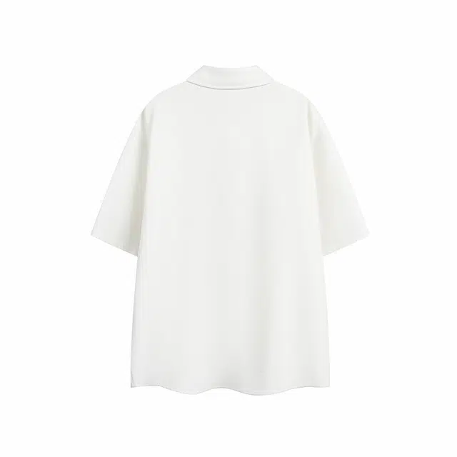 颂希尔 高级感纯色痞帅潮牌宽松百搭短袖衬衫 男女同款