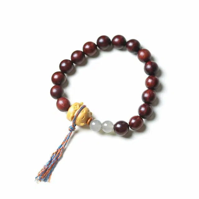 灵晔 新中式国风小众轻奢拉满感佛珠 招财纳福 好运莲莲转运复古文玩念珠 檀木 手串 男女同款情侣款