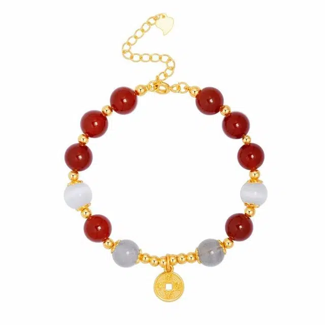 金碧鸢 <岁岁平安> 新中式国风清新简约古典优雅精致气质简约 高级感纳福旺事业旺学业 玛瑙 手串 女款