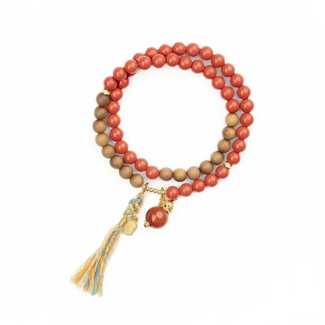 仙源 福字 招财纳福新中式国潮风典雅高级感气质百搭红色显白本命年转运#好运 再造辰砂 朱砂 手串 男女同款情侣款