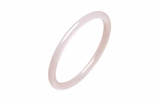 周六福 粉色圆条叮当新中式国风#好运 玉髓 手镯 女款