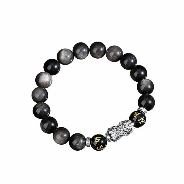 希缘 招财貔貅 新中式国潮复古轻奢高级感饰品 黑曜石 手串 男款