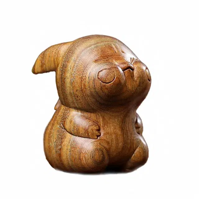 素于 八方来财国潮新中式文玩摆件轻奢高级居家茶宠茶桌盘玩#好运 绿檀 手把件 男女同款情侣款