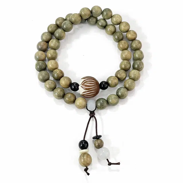 郁馨 莲花双圈叠戴盘玩佛珠森系新中式转运佛珠招财纳福 个性文艺八方来财#好运 绿檀 手串 男女同款情侣款