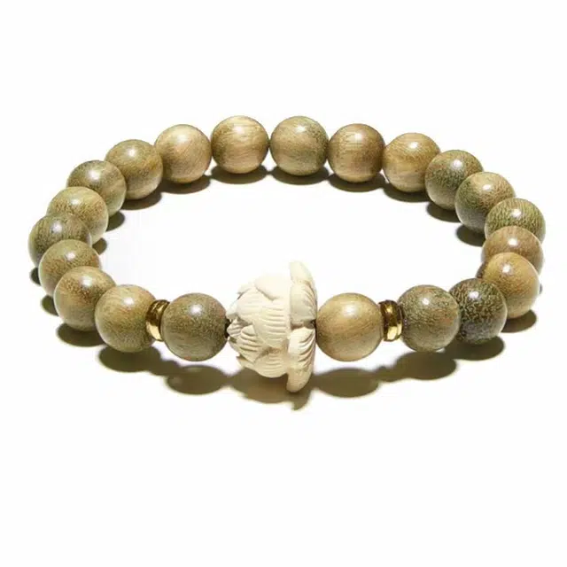 余笙情 【上上签】招财转运好运常伴简约森系木质佛念珠单圈复古好运莲莲# 好运 绿檀 手串 男女同款情侣款