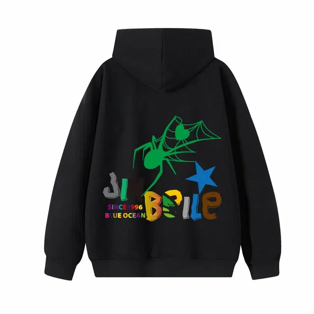 金贝勒 美式高街字母印花宽松舒适简约连帽套头落肩休闲卫衣 男女同款