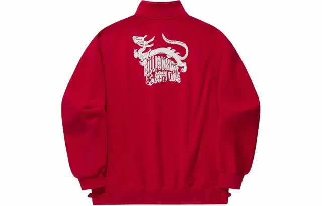 中国李宁 日进斗金 刺绣字母印花立领套头卫衣 男款 朱砂红