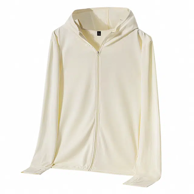 棉致 纯色简约防紫外线冰丝速干凉感透气连帽长袖防晒服 男女同款