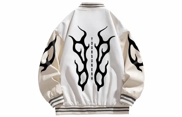 宜而爽  美式高街复古简约拼色创意恶魔翅膀图案字母印花宽松休闲日常通勤舒适单排扣落肩袖棒球服 男女同款