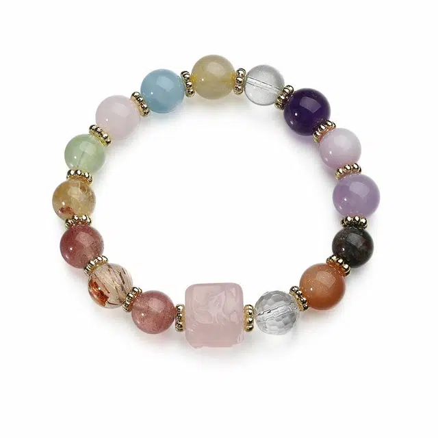 喜宝春花 九尾狐方糖多宝 粉水晶 手串 男女同款情侣款