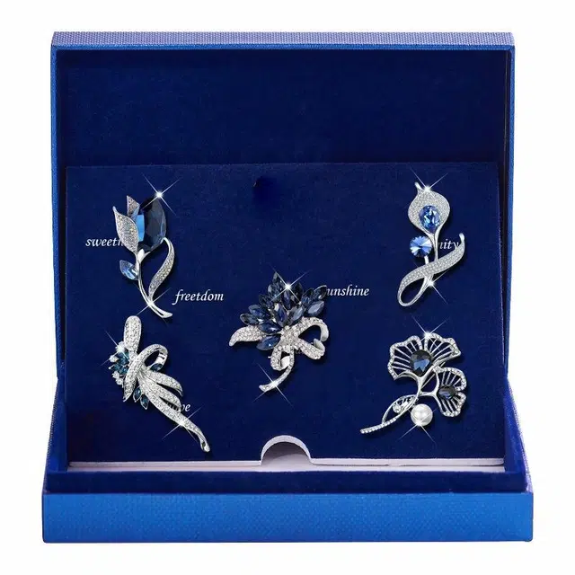 缔晶 精致轻奢时尚胸花礼盒 奢华个性浪漫通勤风配饰套装 合金 胸针 女款