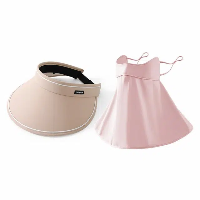 南极人 夏季空顶遮阳帽大帽檐可折叠太阳帽防紫外线全脸面罩护颈一体冰丝脸罩骑行开车凉感遮阳透气 轻薄款 防晒帽 女款