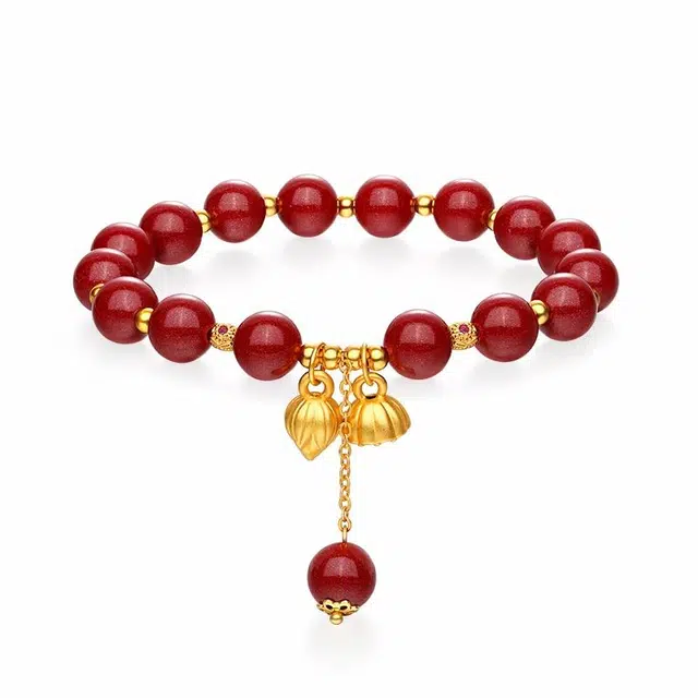 【莲心映福】 金六福吉祥 匠心雕琢 新中式莲蓬  古韵悠长 象征纯洁美好 多子多福 尽显独特品味 福运随身 福气满满 朱砂 手串 男女同款情侣款