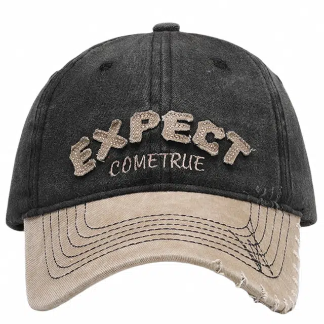 优莲茵 大帽檐显脸小防晒遮阳 字母贴布绣拼色水洗软顶  复古百搭 棉 鸭舌帽 男女同款情侣款