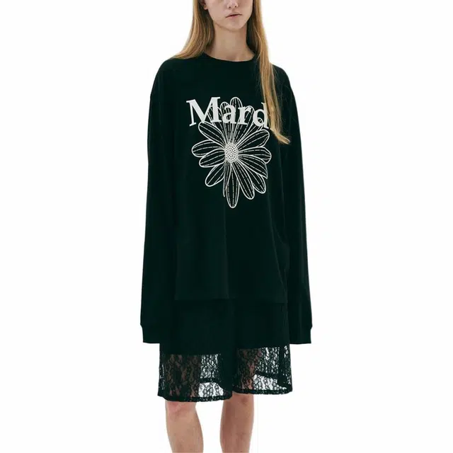 MARDI MERCREDI SS25 UNISEX TSHIRT LONG SLEEVE FLOWERMARDI_BLACK IVORY T