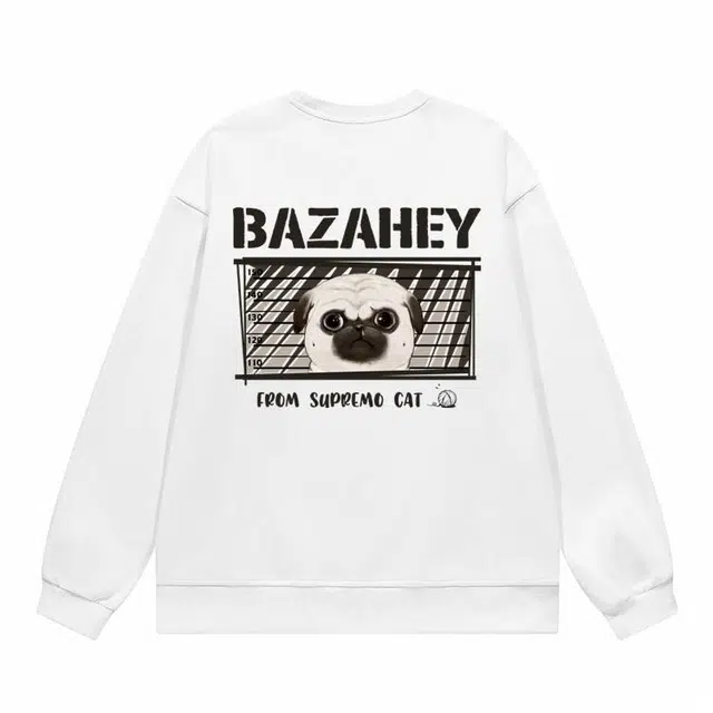 吾皇猫 国潮卡通动漫创意手绘印花宽松百搭圆领套头休闲长袖卫衣 男女同款