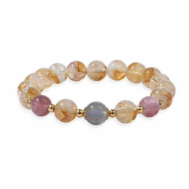 匆匆那年 【财运滚滚】甜梦晶辉  精致简约 轻奢小众设计 新中式天然 黄水晶 手串 女款