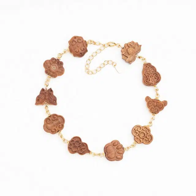 仙源 新中式国朝多宝雕刻 好运连连东方美学设计款文玩转运好运 檀木 手串 男女同款情侣款