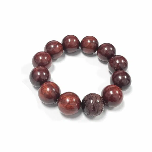 京华录 大颗粒招财纳福雕刻手持文玩串珠 精品单圈创意小众设计 转运 八方来财财源广进#好运 血檀 手串 男女同款情侣款